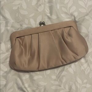 Kate Landry Satin Beige Clutch